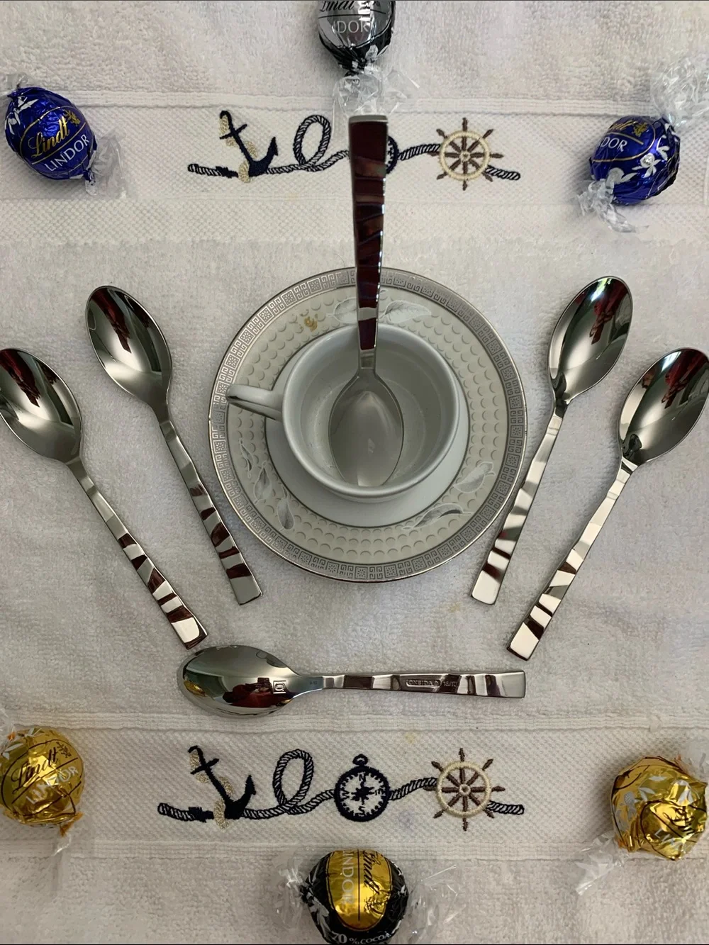 Oneida Verge or Ori Pattern 18/10 SS Set of 6 Demitasse Spoons NWOT